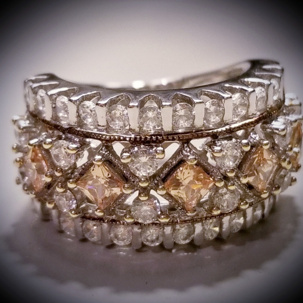 Champagne & White Diamond Simulant Ring